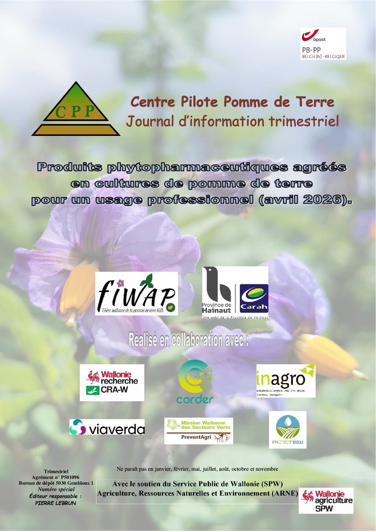 Liste des produits phytopharmaceutiques agréés en culture de pdt pour un usage professionnel – 2026